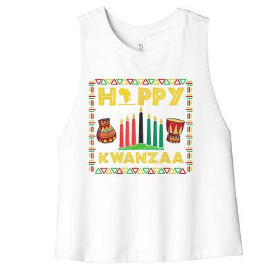 Happy Kwanzaa Kinara Candles Principles African American Women's Racerback Cropped Tank