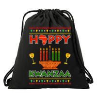 Happy Kwanzaa Kinara Candles African American Christmas Xmas Drawstring Bag