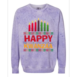 Happy Kwanzaa Kinara Seven Candles African American Holiday Colorblast Crewneck Sweatshirt