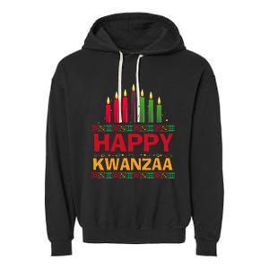 Happy Kwanzaa Kinara Seven Candles African American Holiday Garment-Dyed Fleece Hoodie