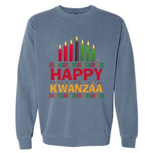 Happy Kwanzaa Kinara Seven Candles African American Holiday Garment-Dyed Sweatshirt