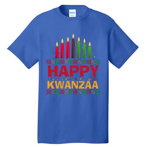 Happy Kwanzaa Kinara Seven Candles African American Holiday Tall T-Shirt