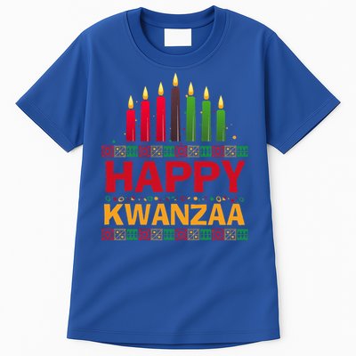 Happy Kwanzaa Kinara Seven Candles African American Holiday Tall T-Shirt