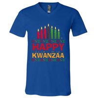 Happy Kwanzaa Kinara Seven Candles African American Holiday V-Neck T-Shirt