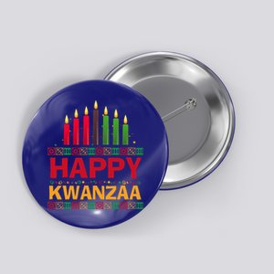 Happy Kwanzaa Kinara Seven Candles African American Holiday Button