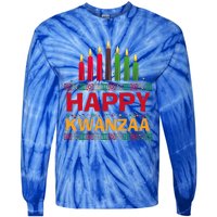 Happy Kwanzaa Kinara Seven Candles African American Holiday Tie-Dye Long Sleeve Shirt