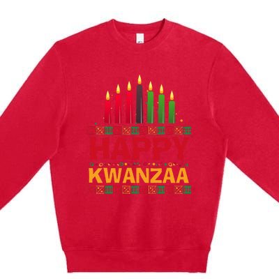 Happy Kwanzaa Kinara Seven Candles African American Holiday Premium Crewneck Sweatshirt