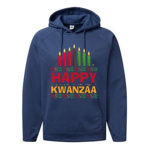 Happy Kwanzaa Kinara Seven Candles African American Holiday Performance Fleece Hoodie