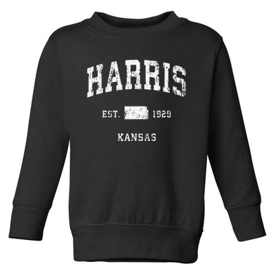 Harris Kansas Ks Vintage Athletic Sports Design Toddler Sweatshirt