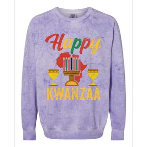 Happy Kwanzaa Kinara Candles Principles African American Colorblast Crewneck Sweatshirt