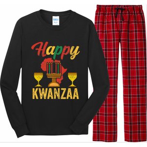 Happy Kwanzaa Kinara Candles Principles African American Long Sleeve Pajama Set