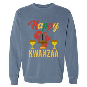 Happy Kwanzaa Kinara Candles Principles African American Garment-Dyed Sweatshirt