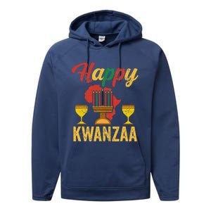 Happy Kwanzaa Kinara Candles Principles African American Performance Fleece Hoodie