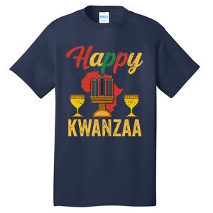 Happy Kwanzaa Kinara Candles Principles African American Tall T-Shirt