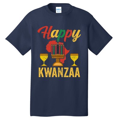 Happy Kwanzaa Kinara Candles Principles African American Tall T-Shirt