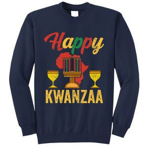 Happy Kwanzaa Kinara Candles Principles African American Tall Sweatshirt