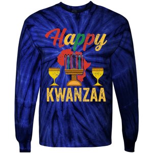 Happy Kwanzaa Kinara Candles Principles African American Tie-Dye Long Sleeve Shirt