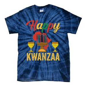 Happy Kwanzaa Kinara Candles Principles African American Tie-Dye T-Shirt