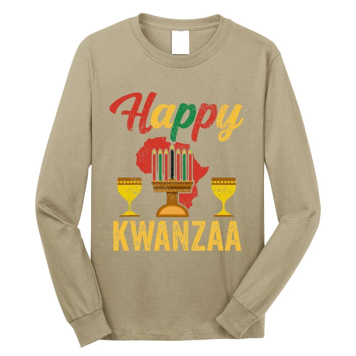 Happy Kwanzaa Kinara Candles Principles African American Long Sleeve Shirt