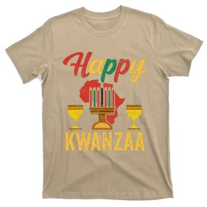 Happy Kwanzaa Kinara Candles Principles African American T-Shirt