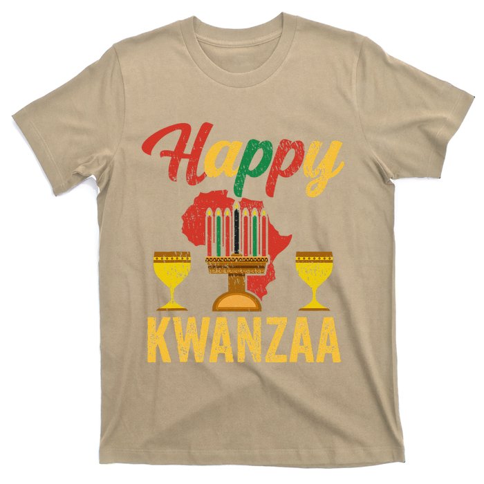 Happy Kwanzaa Kinara Candles Principles African American T-Shirt