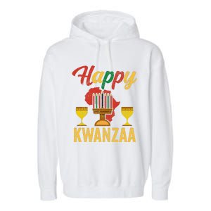 Happy Kwanzaa Kinara Candles Principles African American Garment-Dyed Fleece Hoodie