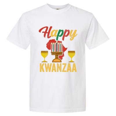 Happy Kwanzaa Kinara Candles Principles African American Garment-Dyed Heavyweight T-Shirt