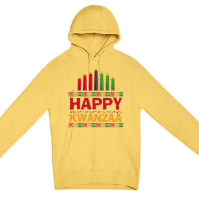 Happy Kwanzaa Kinara Seven Candles African American Holiday Premium Pullover Hoodie