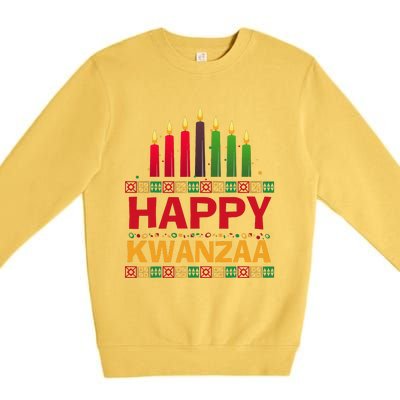 Happy Kwanzaa Kinara Seven Candles African American Holiday Premium Crewneck Sweatshirt