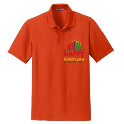 Happy Kwanzaa Kinara Seven Candles African American Holiday Dry Zone Grid Polo