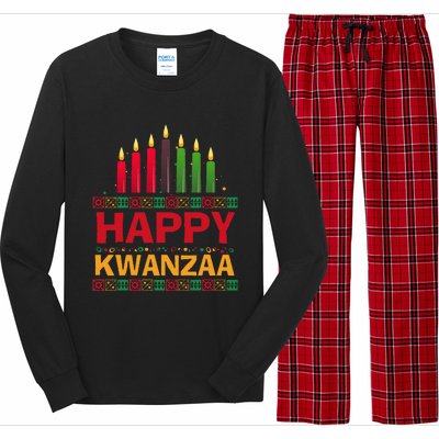 Happy Kwanzaa Kinara Seven Candles African American Holiday Long Sleeve Pajama Set