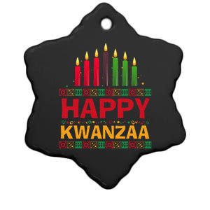 Happy Kwanzaa Kinara Seven Candles African American Holiday Ceramic Star Ornament