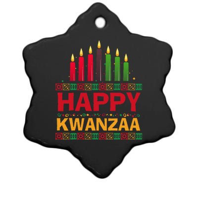 Happy Kwanzaa Kinara Seven Candles African American Holiday Ceramic Star Ornament