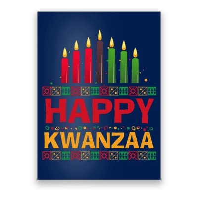 Happy Kwanzaa Kinara Seven Candles African American Holiday Poster