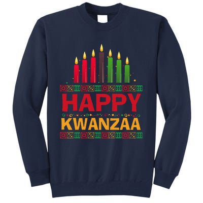 Happy Kwanzaa Kinara Seven Candles African American Holiday Tall Sweatshirt