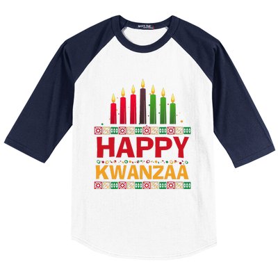 Happy Kwanzaa Kinara Seven Candles African American Holiday Baseball Sleeve Shirt