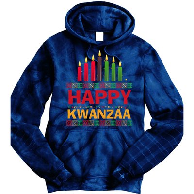 Happy Kwanzaa Kinara Seven Candles African American Holiday Tie Dye Hoodie