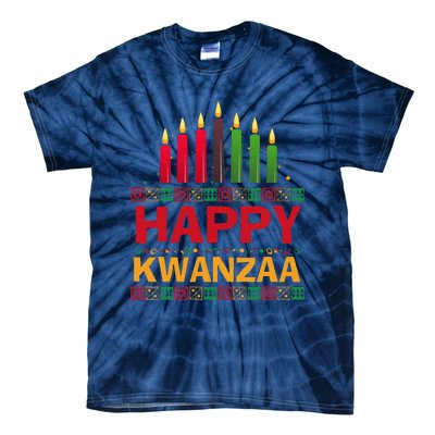 Happy Kwanzaa Kinara Seven Candles African American Holiday Tie-Dye T-Shirt