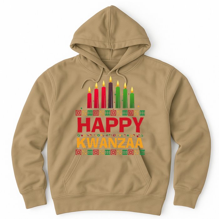 Happy Kwanzaa Kinara Seven Candles African American Holiday Hoodie