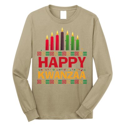 Happy Kwanzaa Kinara Seven Candles African American Holiday Long Sleeve Shirt