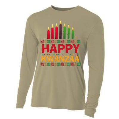 Happy Kwanzaa Kinara Seven Candles African American Holiday Cooling Performance Long Sleeve Crew