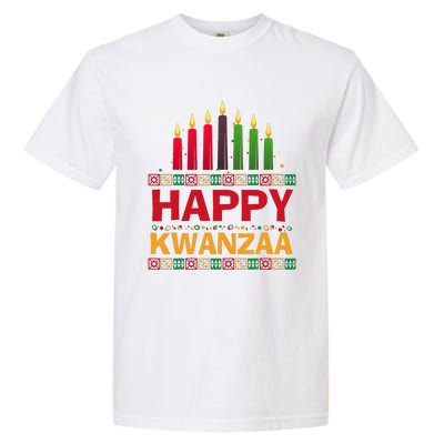 Happy Kwanzaa Kinara Seven Candles African American Holiday Garment-Dyed Heavyweight T-Shirt