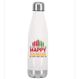 Happy Kwanzaa Kinara Seven Candles African American Holiday Stainless Steel Insulated Water Bottle