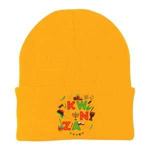 Happy Kwanzaa Kinara Candles African American Holiday Knit Cap Winter Beanie