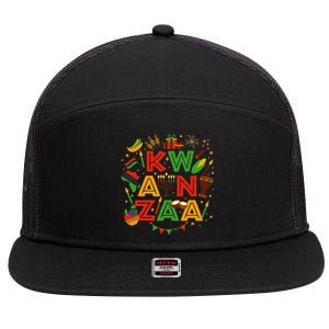 Happy Kwanzaa Kinara Candles African American Holiday 7 Panel Mesh Trucker Snapback Hat