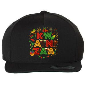 Happy Kwanzaa Kinara Candles African American Holiday Wool Snapback Cap