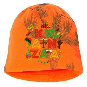 Happy Kwanzaa Kinara Candles African American Holiday Kati - Camo Knit Beanie