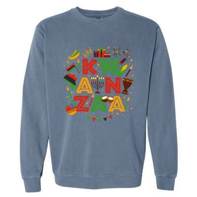 Happy Kwanzaa Kinara Candles African American Holiday Garment-Dyed Sweatshirt