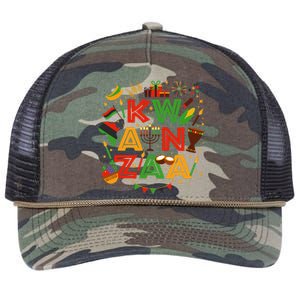 Happy Kwanzaa Kinara Candles African American Holiday Retro Rope Trucker Hat Cap