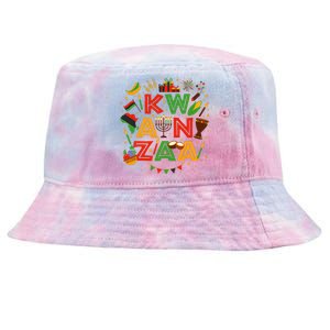 Happy Kwanzaa Kinara Candles African American Holiday Tie-Dyed Bucket Hat